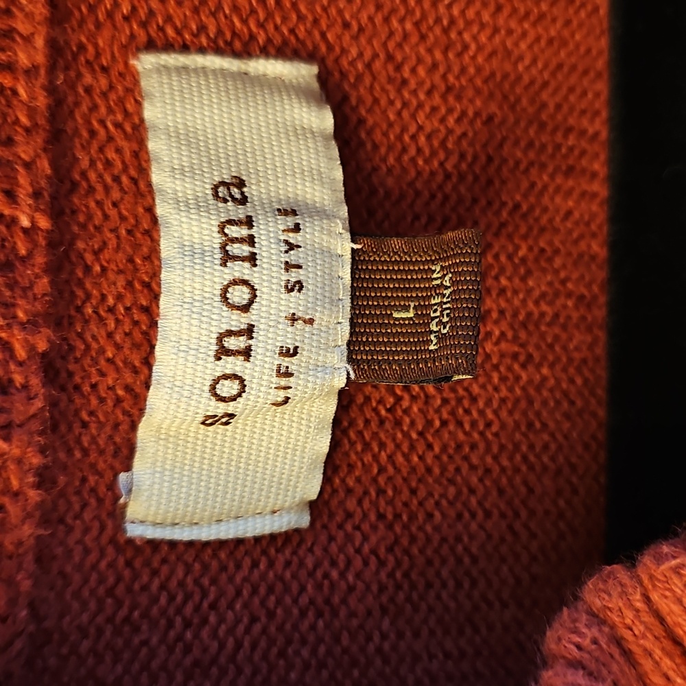 Sonoma Orange/ Brick Cable Knit Cardigan - Picture 4 of 6